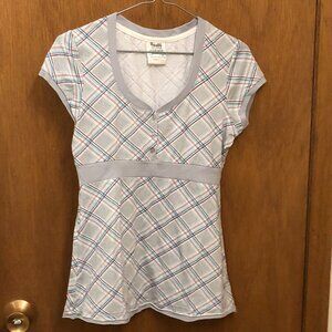 Garage - grey scoop neck shirt - diamond pattern - Size Medium
